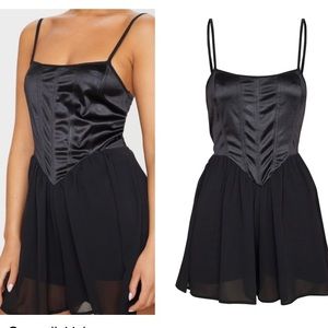 NWT Satin Corset Chiffon Romper